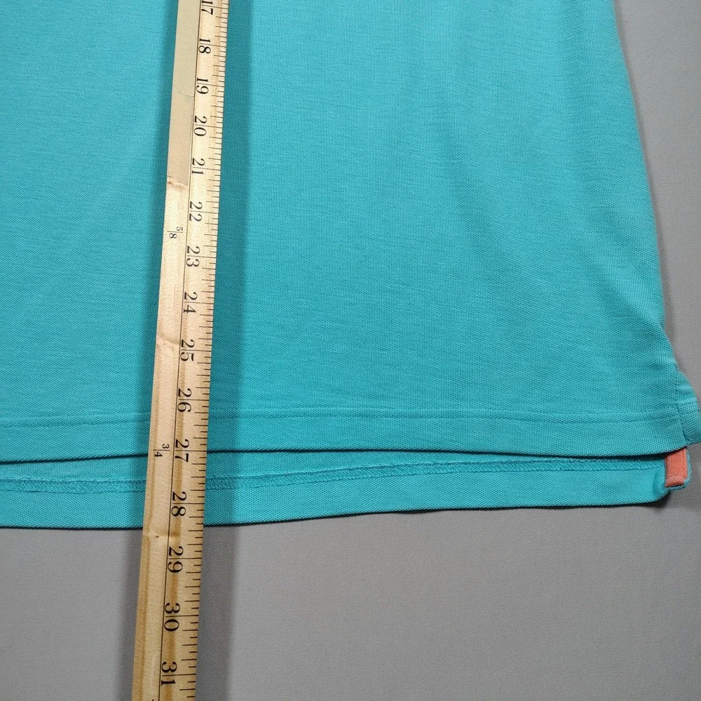 IZOD Advantage Polo Mens Medium Turquoise Blue Short Sleeve Solid Pique Cotton‎